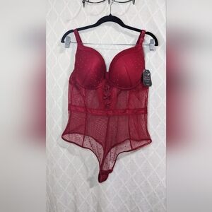 Black‎ Fuchsia by Secret LaceGalloon Lace & Mesh Teddy Size 3X